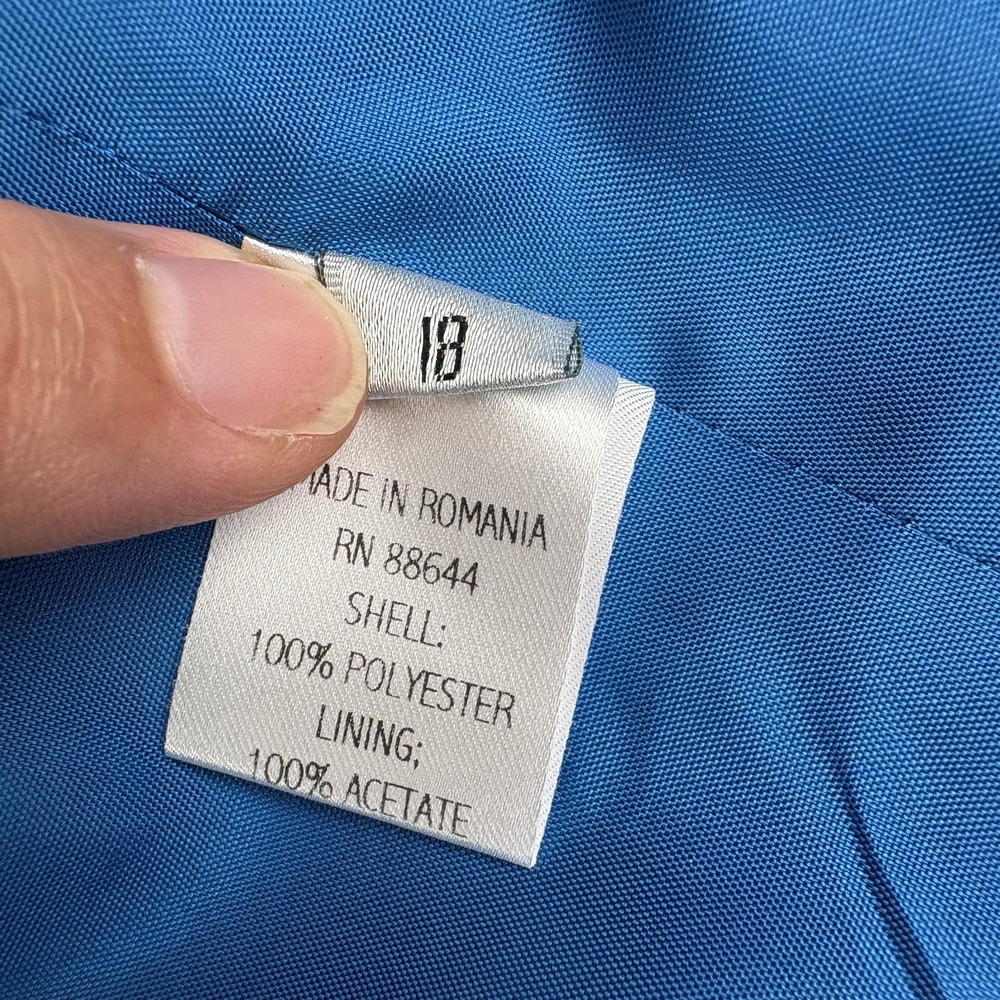 John Meyer Skirt Suit Set Womens 18 Blue Crepe Jacket Skirt Lined Career NEW - Picture 6 of 16